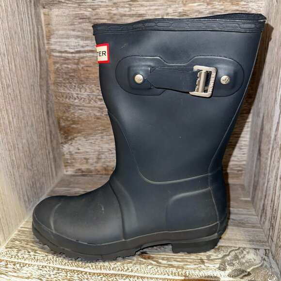 Hunter Womens Original Short Boots Waterproof Rain Navy Blue Matte - Picture 6 of 10